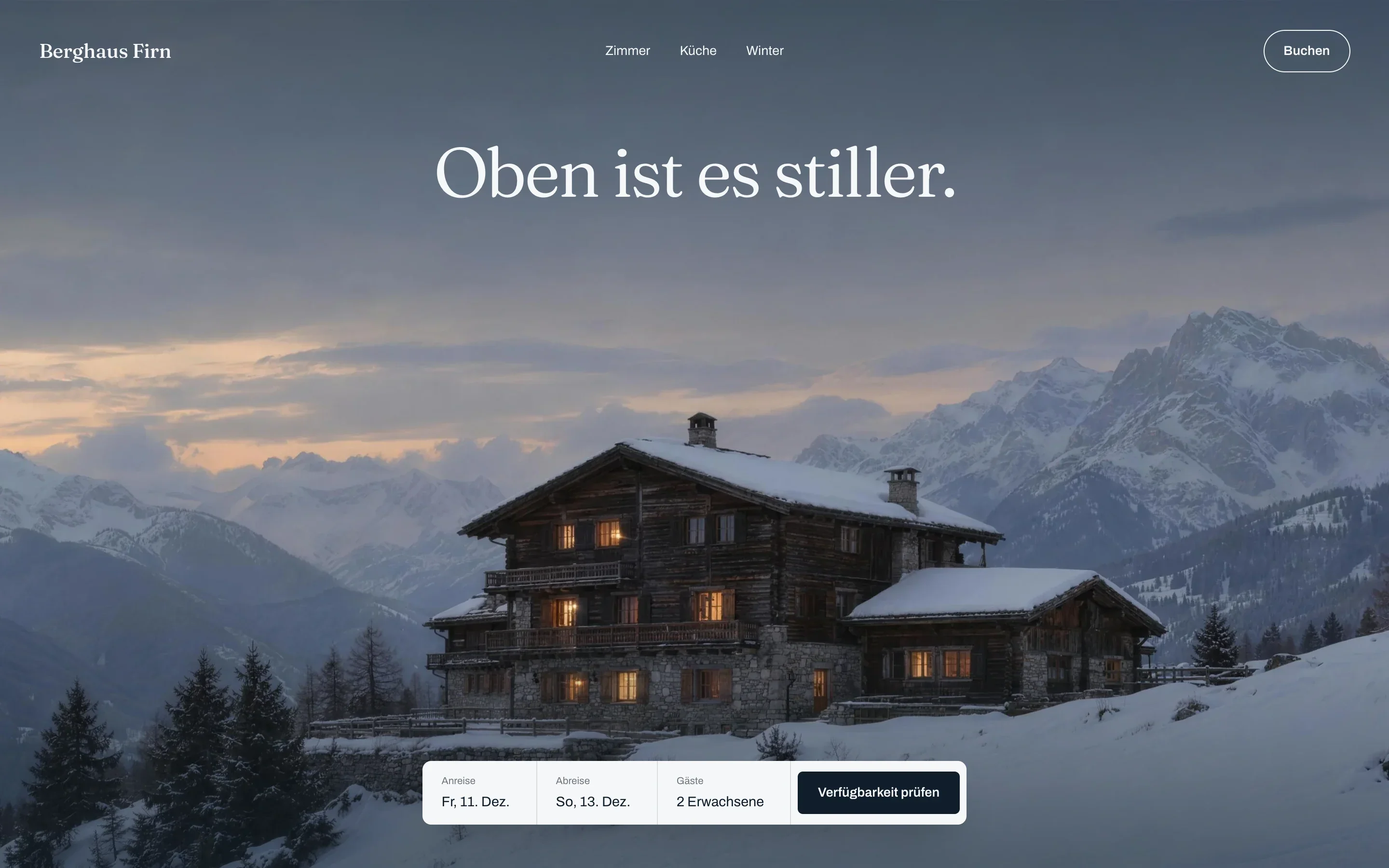 Startseite von Berghaus Firn auf dem Desktop