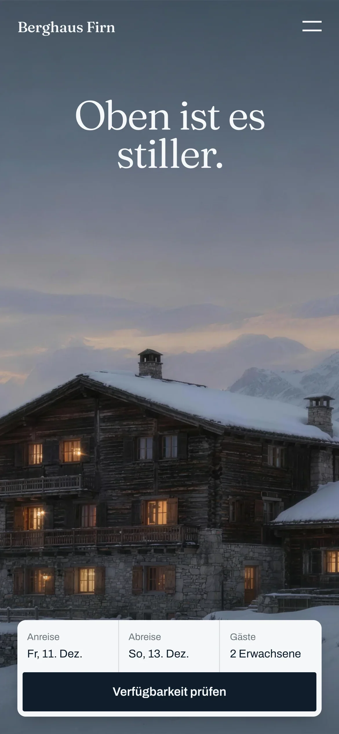 Startseite von Berghaus Firn auf dem Handy