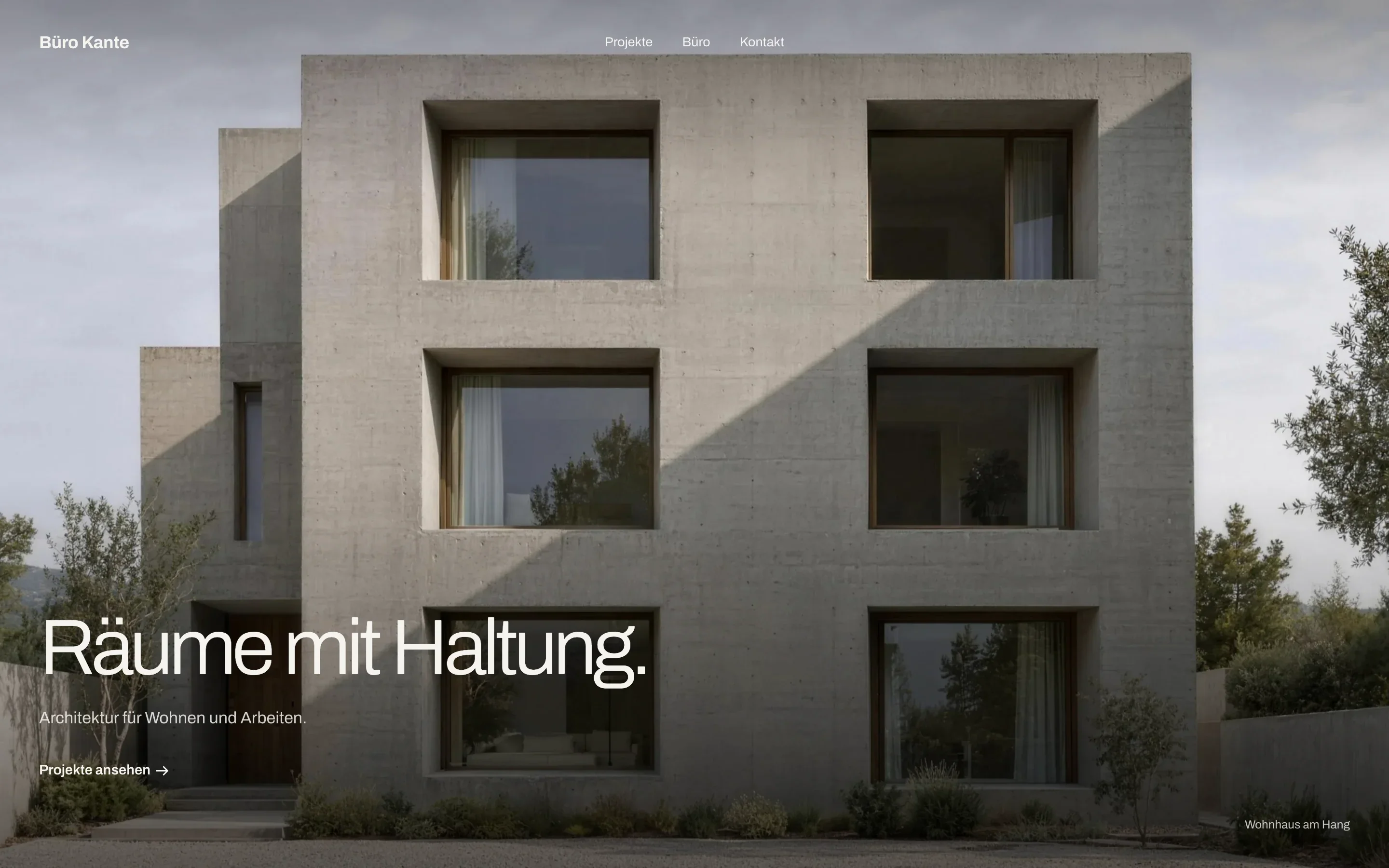 Startseite von Büro Kante auf dem Desktop