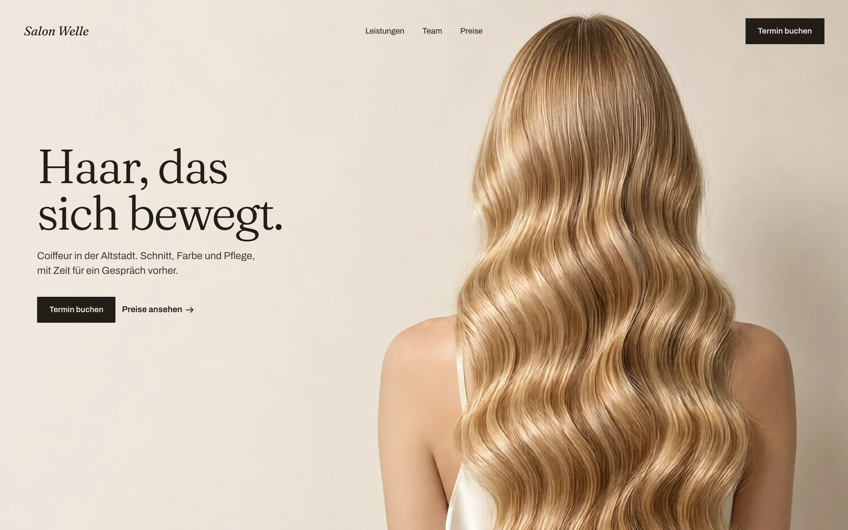 Startseite von Salon Welle auf dem Desktop