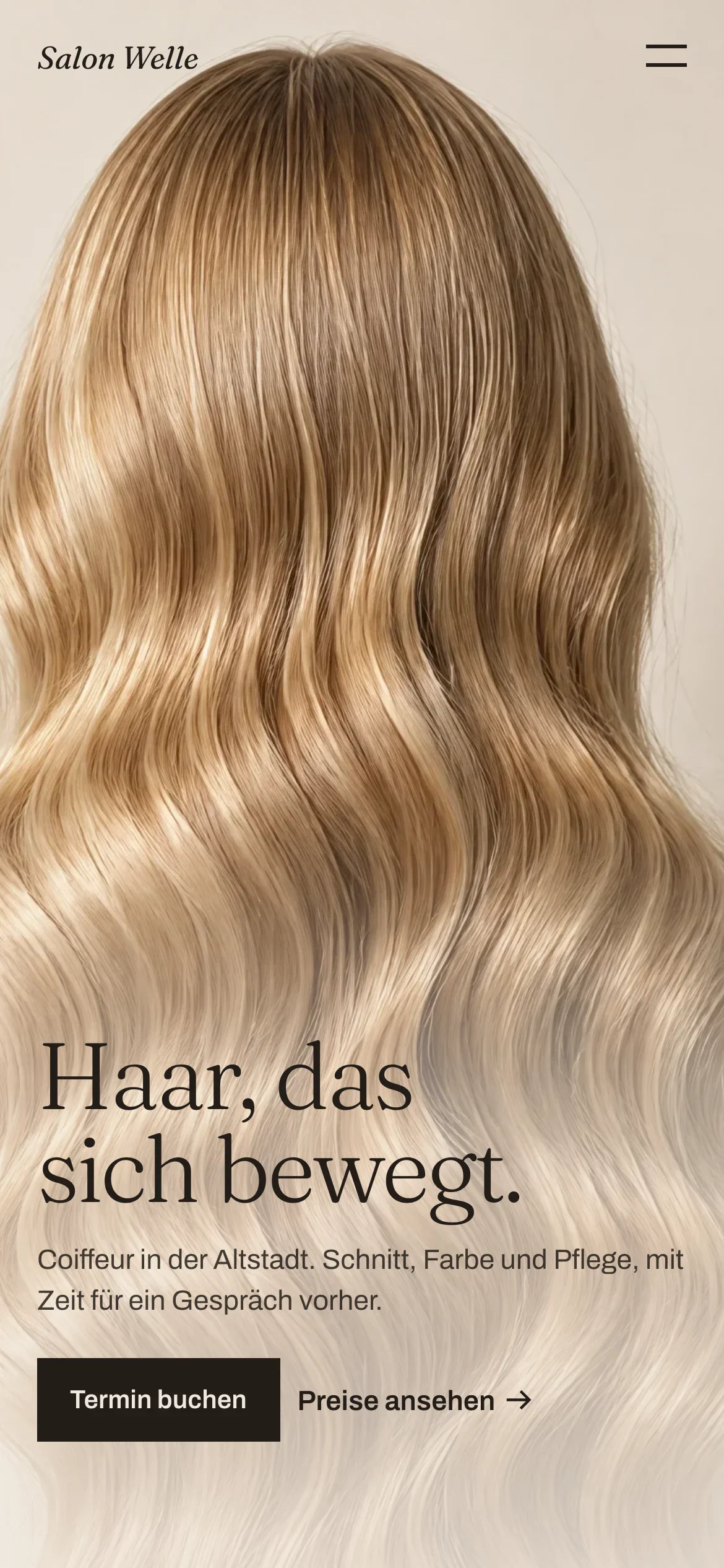 Startseite von Salon Welle auf dem Handy